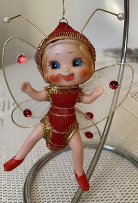 Vintage Rare MCM 60s Christmas Anthropomorphic Pixie Bug Butterfly Tree ornament