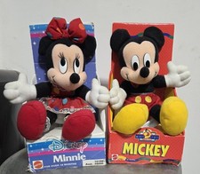 Vintage Mickey Minnie Mouse Mattel Plushies New In Box by Arcotoys, Disney