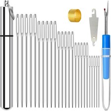 KYUEWRT 25 Large Eye Embroidery Needles, 5 Sizes Big Eye Hand Sewing Needles wit