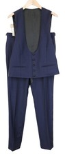 SUITSUPPLY U-Neck Men Suit UK40R Tux Trousers Waistcoat Pure Wool Blue 2 Piece