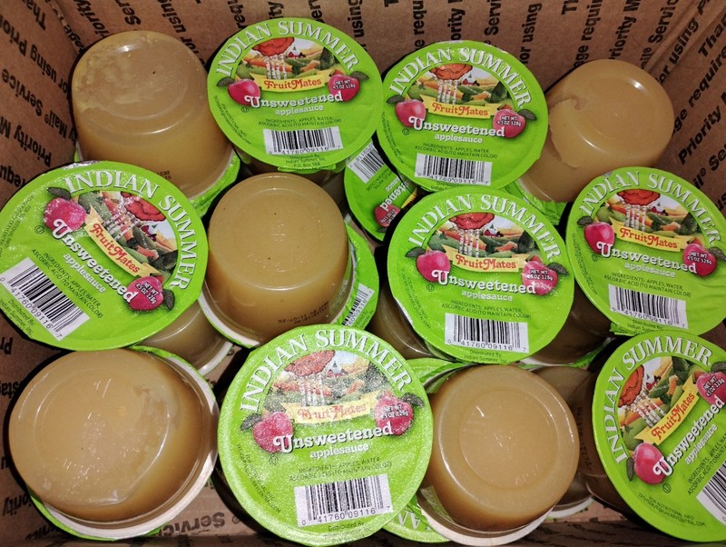 (24) Unsweetened Applesauce Cups! 4.5 Oz Per Cup! Indian Summer Brand! 8/26