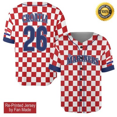 Custom Name Mariners Croatian Heritage Day Giveaway Re-Print Jersey - All Size