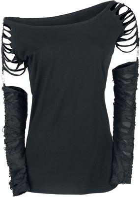 Gothicana by EMP Damen schwarzes Langarmshirt mit abnehmbaren Ärmeln