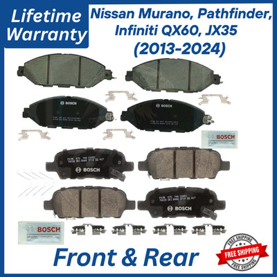 Bosch OEM Front & Rear Ceramic Brake Pads Kit, For 2013-2024 Nissan Infiniti.