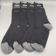 HUGO BOSS Men  s Marc RS Heel  Toe Black Dress Socks Sz 7-13 Black Pack of 4 NWT