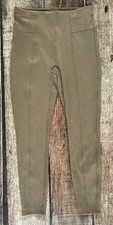 SPANX FAUX SUEDE TUMMY CONTROL LEGGINGS TAN BEIGE WOMENS LARGE EXCELLENT