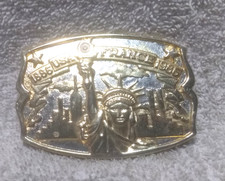 1886-1986 USA France Commemorative Gold Belt Buckle Statue Of Liberty Torch Good