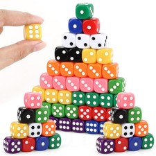 Colored Dice Set - 50 Pieces 16mm Acrylic 6-Sided Game Dice for Parties