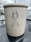 Antique 6 gallon Birch Leaf Stoneware Crock Red Wing Minnesota