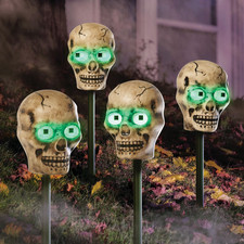 Members Mark Color Changing Skull Stake Lights Set 4 Led Halloween Yard Decor Members Mark Color Changing Skull Stake Lights Set 4 Led Halloween Yard Decor