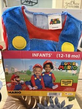 Baby Super Mario Bros. Mario Jumpsuit Costume Hat 12-18 Months Disguise