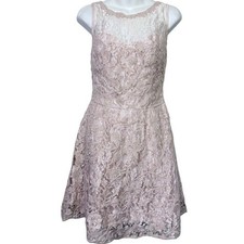 Yoana Baraschi Pink Lace Key Hole Open Back Party Cocktail Fit Flare Dress 8