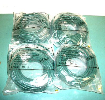 LOT OF 4 - CATEGORY 6 Patch Cord (UTP) 100% Copper Wire 50ft Each Strand 568B