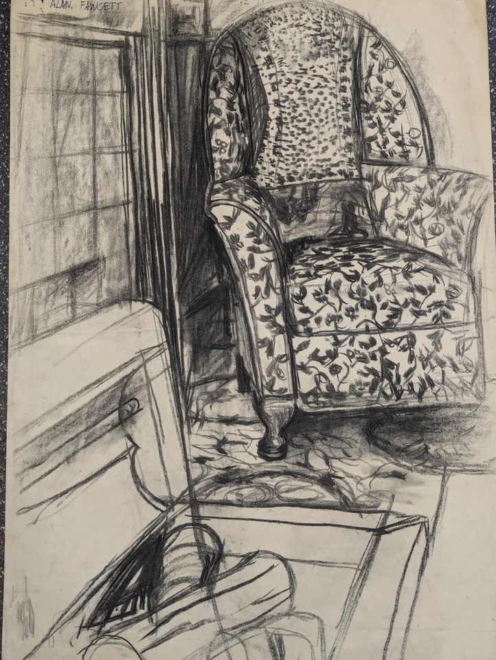1960s Original double sided charcoal & pencil drawing by Alan Stuart Fawcett RA - image 4 of 4