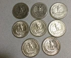 Lot of 8 Quarters - 90% Silver Different Dates, Average Ciculation
