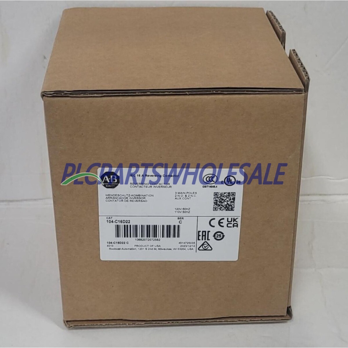 New Allen Bradley 104-C16D22 Reversing Contactor 104C16D22