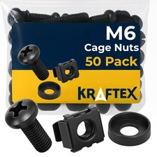 M6 Cage Nuts, Screws and Washers Size: M6 x 16mm 50 Pack Rack Mount Screws ...