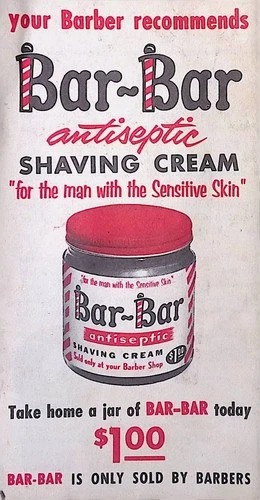 Vintage Advertising Brochure Bar-Bar Antiseptic Shaving Cream Barber Shaves 50s