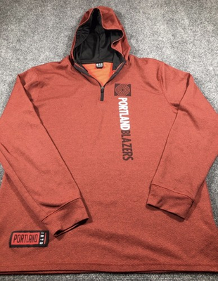 #ad NBA Ultra Game Portland Trailblazers Pullover Mens XL Burgundy Logo Hood 1 4 Zip $17.50