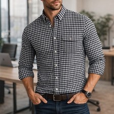Banana Republic Soft Wash Slim Fit Checks Button Down Shirt Men's Sz M Office
