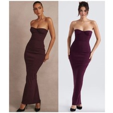 NWOT House of CB Lucia strapless corset purple maxi dress Grape sz XS plus cup