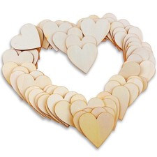 100 Pcs 2 Inch Unfinished Wood Heart Cutouts for Crafts Wedding Valentine's Day