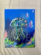 Jellyfish Original Painting On Canvas 8X 10 By Kinghorn