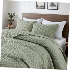Sage Green Quilt Queen Size Full/Queen 90"x90" Green Yellow-green Hue