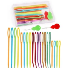 Large-Eye Plastic Sewing Needles Set of 25 Pieces for Knitting Crochet and