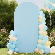 Spandex Fitted 6.6 FT Baby Blue Arch Backdrop Cover - JKDMJF Round Top Chiara