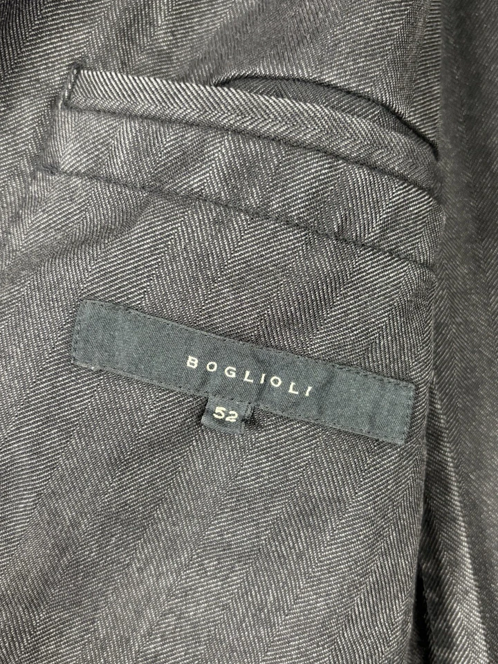 Chaqueta Boglioli Para Hombre 52 EU 42 EE. UU. Negro Gris Lana Blazer Italia City Career Lux Foto 3 de 4