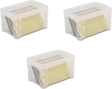 Advantus 40307 Super Stacker 3" X 5" Index Card Box, Clear, 3 Boxes (40307)