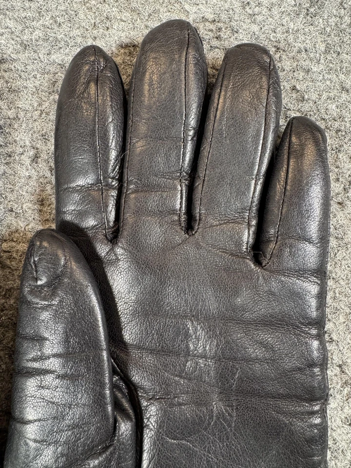 Grandoe Leather Gloves Womens Medium Black Fur Lined Winter Dress Warm Classic - Image 4 of 4