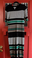 Nine West Women's Black White Green Striped Sweater Dress Size XXL NWT