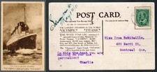 Steamer TITANIC & OLYMPIC Launch Postcard 1911 White Star Line Advertising