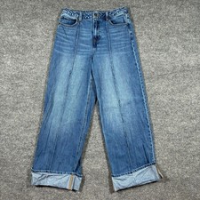 Forever 21 High Rise Wide Leg Jeans Womens Size 28 Blue Denim 100 Cotton Casual