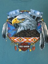 Harley-Davidson T-Shirt Men’s XL Blue Vintage 90s Made in USA Bald Eagle