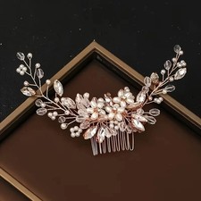 1pc Crystal Rhinestone Pearl Hair Comb Headpiece Sweet Romantic Ladies Bride