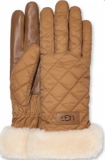 UGG Quilted Performance Tech Gloves with Microfur Lining Chestnut SM-PM
