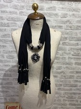 Black silver necklace scarf