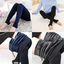 2 Women Thermal Leggings Warm Winter Elastic Fleece Thick Legging Black  Navy