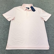 Nautica NAVTECH Polo Shirt Mens Medium Pink Solid Stretch Logo Short Sleeve