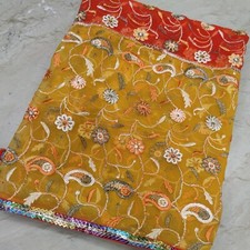 Indian Classic Wedding Dupatta Sequins Scarf Beaded Georgette Bridal Veil Stole