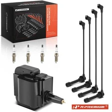 A-Premium 1x Ignition Coil & 4x Iridium Spark Plugs & 4x Wires for Honda Accord