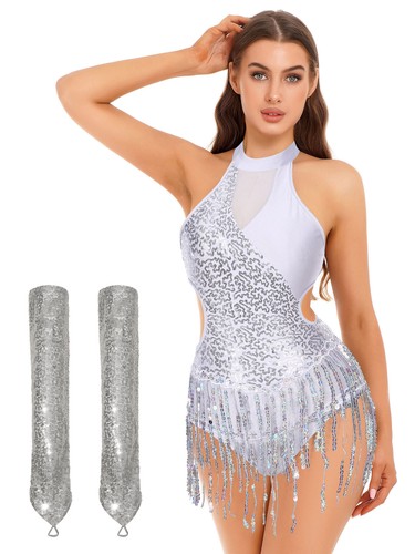 Damen Outfits Latein Trikot Cha Kostüme Walzer Body Flamenco Rückenfrei 2-teilig - Bild 51 von 55
