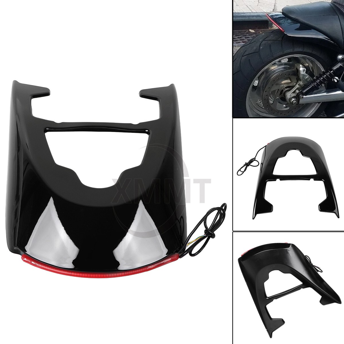 Harley-Davidson V-ROD リアフェンダーとLEDテールランプ Black Rear Fender & Red Turn Brake Led For Harley V-Rod VRSCAW 02