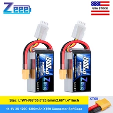 2x Zeee 3S Lipo Battery 1300mAh 11.1V 120C XT60 for RC Airplane Helicopter Car