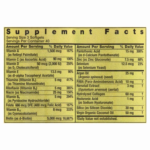 Multivitamins Biotin 5,000 Mcg Collagen Healthy Hair Skin Nails, 120 Softgels - Picture 10 of 24