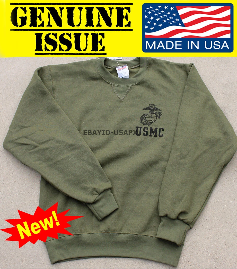 Genuine US MARINE Menu0026#039;s PT Sweatshirt USMC Sweater SOFFE XXL M S L EGA  fleece GI | eBay