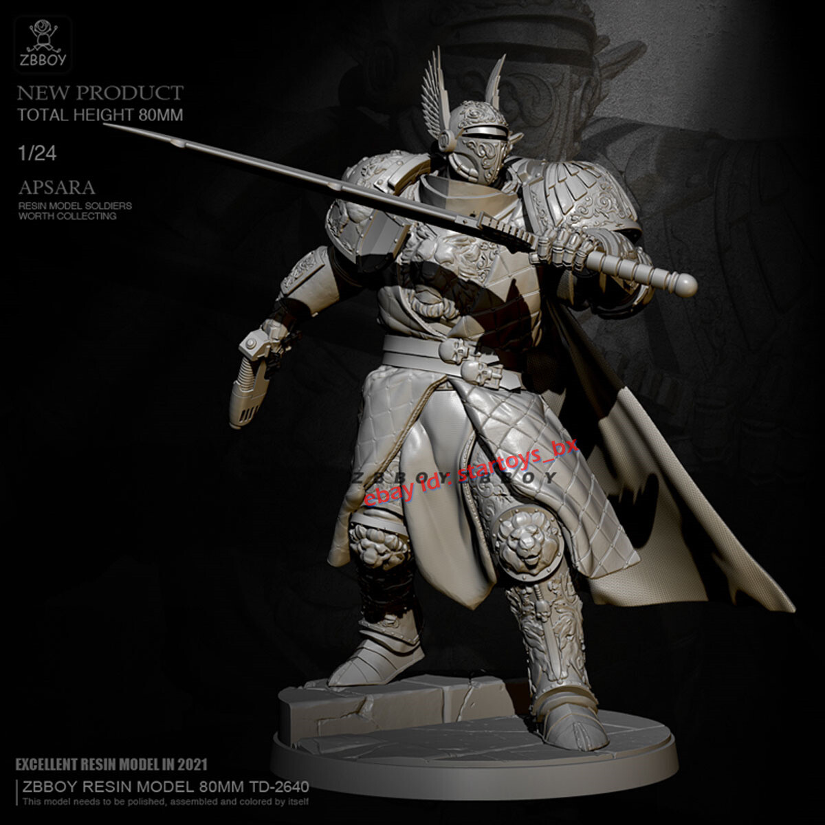Male Warrior 1/24 Unpainted H75mm Resin Model Kit Unassembled Garage Kit Figure